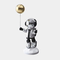 Small Lunar Silver Astronaut Balloon Sculpture - 55cm thumbnail 1