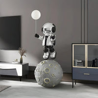 Large Lunar Silver Astronaut Glow Balloon Moonwalk Sculpture - 140cm thumbnail 1