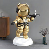 Medium Celestial Gold Astronaut Bear Butler Sculpture - 90cm thumbnail 1