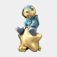 Medium Galactic Blue Astronaut Beats On Star Sculpture - 90cm thumbnail 1