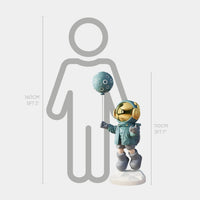Medium Galactic Blue Astronaut Moon Balloon Sculpture - 110cm thumbnail 2
