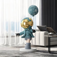 Medium Galactic Blue Astronaut Moon Balloon Sculpture - 96cm thumbnail 2