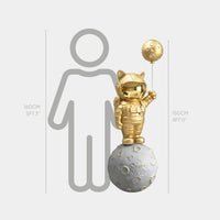 Medium Gilded Gold Astronaut Kitty Moon Balloon Sculpture - 150cm thumbnail 2