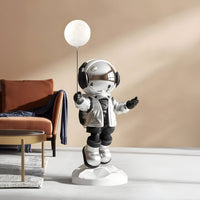 Medium Lunar Silver Astronaut Glow Balloon Sculpture - 110cm thumbnail 1