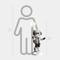 Medium Lunar Silver Astronaut Glow Balloon Sculpture - 110cm thumbnail 2