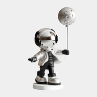Medium Lunar Silver Astronaut Moon Balloon Sculpture - 96cm thumbnail 2
