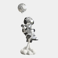 Medium Lunar Silver Astronaut Rocket Lift-Off Balloon Sculpture - 95cm thumbnail 2