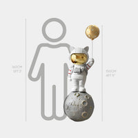 Medium Nova White Astronaut Kitty Moon Balloon Sculpture - 150cm thumbnail 2